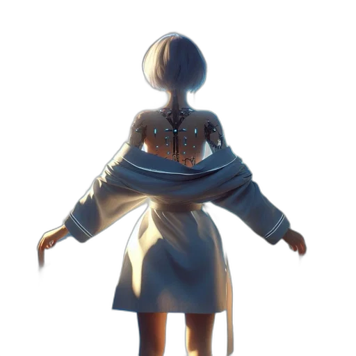 dress, mask, staff, creature, concept art, fantasy art, 3d render, pixel art transparent PNG cut-out