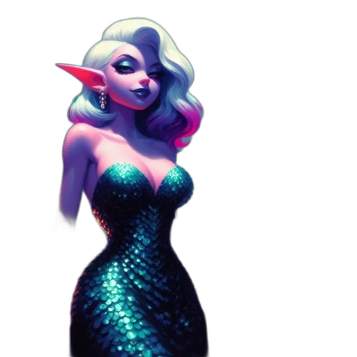 dress, concept art, fantasy art, pixel art, 3d render, woman, elf-like, features transparent PNG cut-out