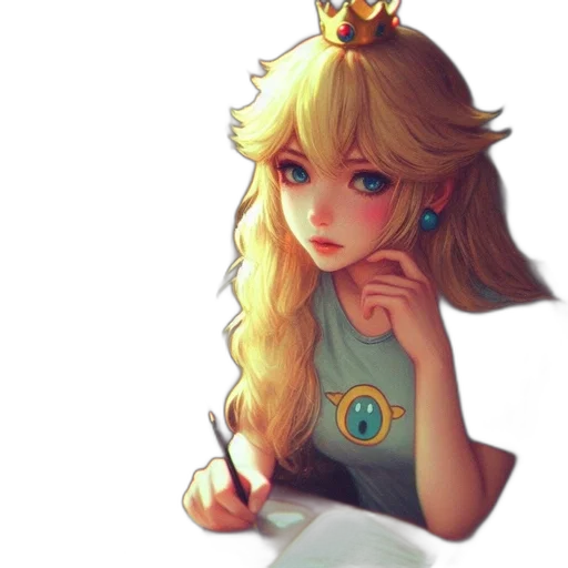 crown, dress, staff, face, pixel art, concept art, fantasy art, watercolor transparent PNG cut-out