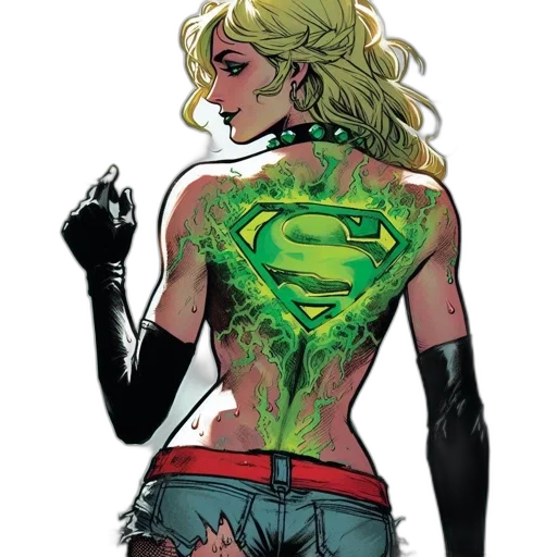comic book art, concept art, cyberpunk, green, woman, long, blond, hair transparent PNG cut-out