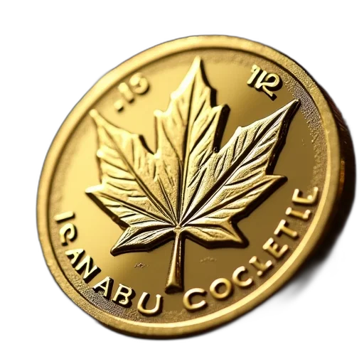 gold, maple, leaf, coin, black, white, logo transparent PNG cut-out
