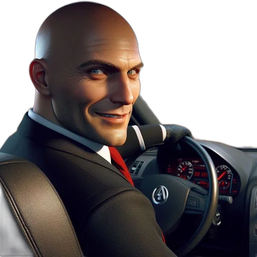 car, face, jacket, staff, concept art, photorealistic, bald, man transparent PNG cut-out