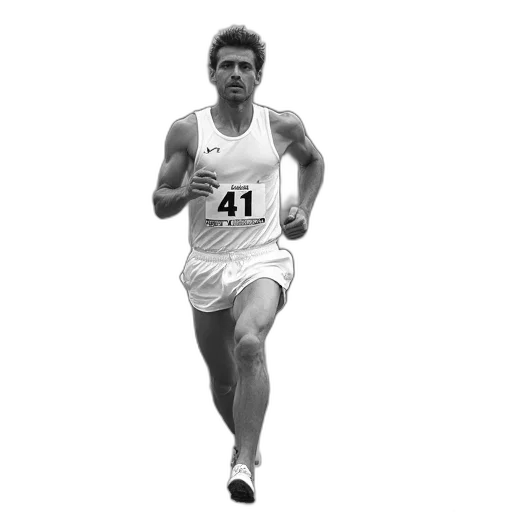 photorealistic, black, white, photograph, male, athlete, running, track transparent PNG cut-out