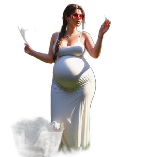dress, concept art, 3d render, photorealistic, pixel art, pregnant, woman, white transparent PNG cut-out