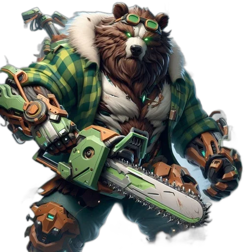 weapon, staff, creature, concept art, fantasy art, green, anthropomorphic, bear transparent PNG cut-out