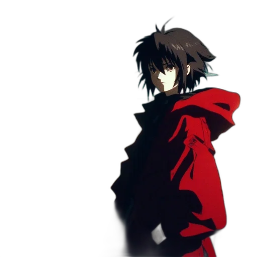 jacket, mask, concept art, anime, pixel art, photorealistic, red, dark transparent PNG cut-out