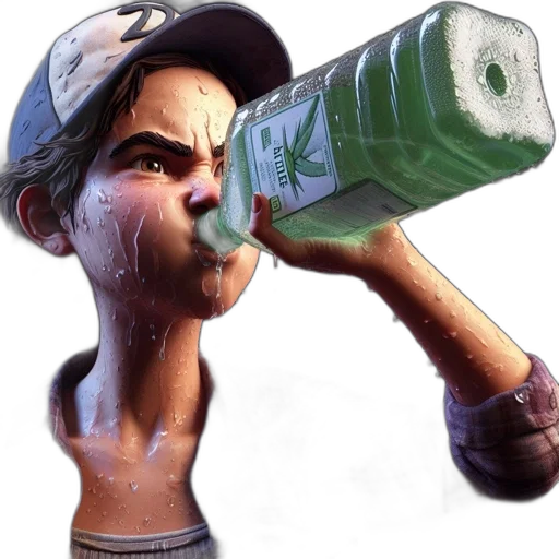 bottle, face, weapon, food, concept art, 3d render, photorealistic, cartoon transparent PNG cut-out
