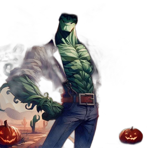concept art, comic book art, fantasy art, pixel art, fog, green, green-skinned, character transparent PNG cut-out