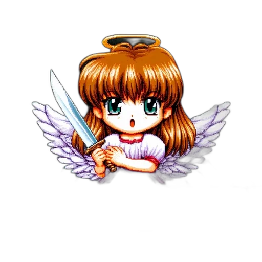 staff, jewelry, pixel art, anime, vaporwave, cartoon, illustrated, character transparent PNG cut-out