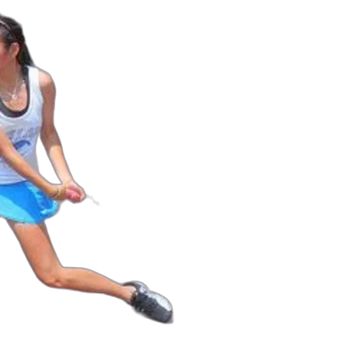 woman, blue, skirt, white, tank, top, playing, tennis transparent PNG cut-out