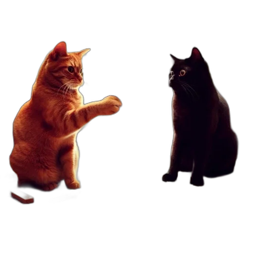 animal, staff, 3d render, concept art, photorealistic, pixel art, two, cats transparent PNG cut-out