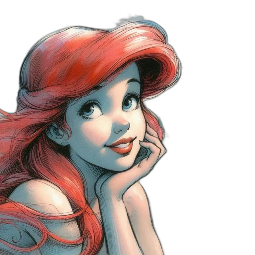 face, comic book art, watercolor, fantasy art, cartoon, underwater, red, blue transparent PNG cut-out