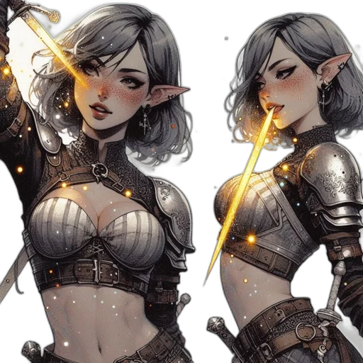 sword, fantasy art, concept art, comic book art, pixel art, golden, dark, earth tones transparent PNG cut-out