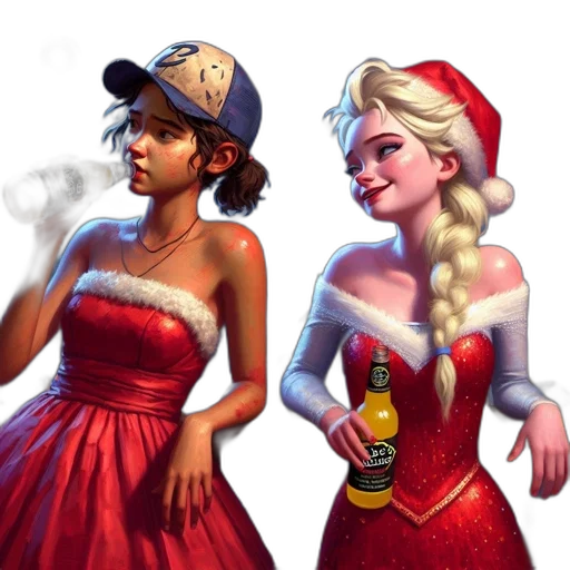 dress, hat, concept art, fantasy art, comic book art, 3d render, two, female transparent PNG cut-out