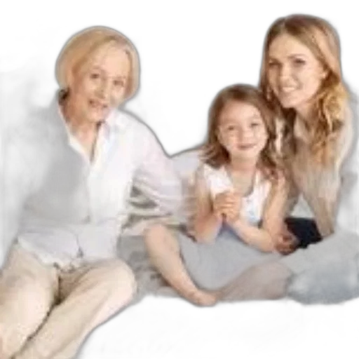 photorealistic, three, generations, women, white, shirts, pose, together transparent PNG cut-out