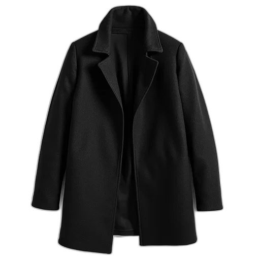 jacket, black, wool, coat, high, collar, button, top transparent PNG cut-out