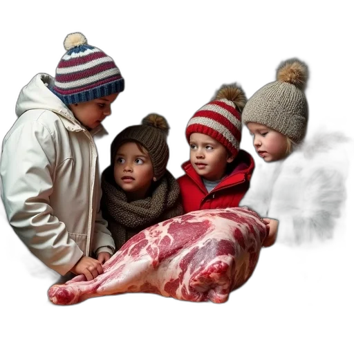 photorealistic, oil painting, concept art, 3d render, snow, group, children, winter transparent PNG cut-out