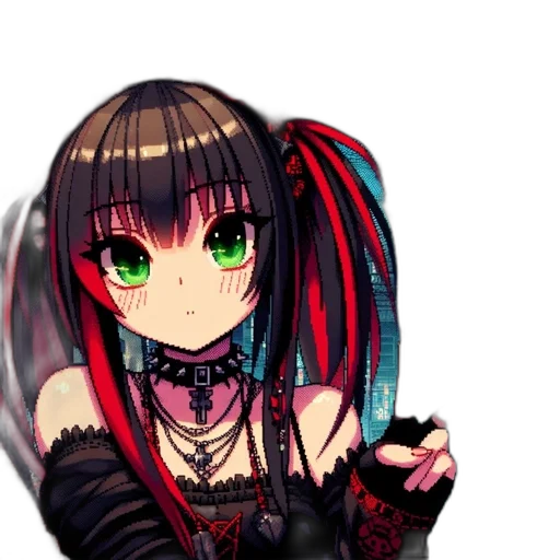 weapon, hair, staff, robot, pixel art, anime, cyberpunk, fantasy art transparent PNG cut-out
