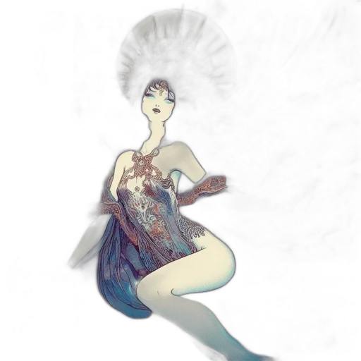 dress, staff, creature, flower, concept art, fantasy art, 3d render, pixel art transparent PNG cut-out