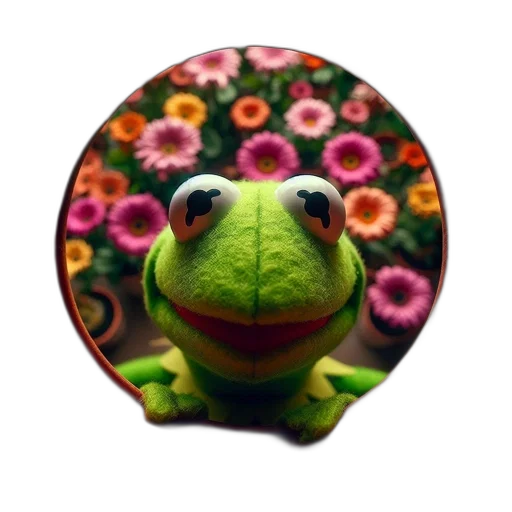 flower, face, animal, hat, photorealistic, 3d render, oil painting, green transparent PNG cut-out