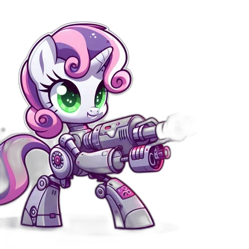 weapon, concept art, cartoon, pixel art, fantasy art, image, features, pony-robot transparent PNG cut-out