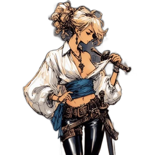 staff, weapon, jacket, sword, comic book art, concept art, cartoon, fantasy art transparent PNG cut-out