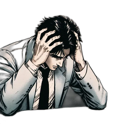 jacket, mask, comic book art, concept art, introspective, troubled, young, man transparent PNG cut-out