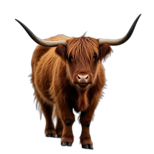 animal, face, creature, photorealistic, highland, cow, beach, ocean transparent PNG cut-out