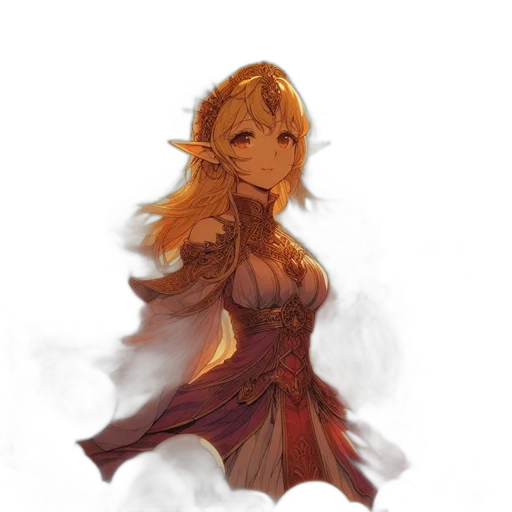 dress, staff, mask, fantasy art, concept art, watercolor, pixel art, golden transparent PNG cut-out