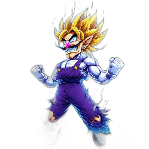 staff, concept art, 3d render, pixel art, comic book art, amalgamation, wario, super transparent PNG cut-out