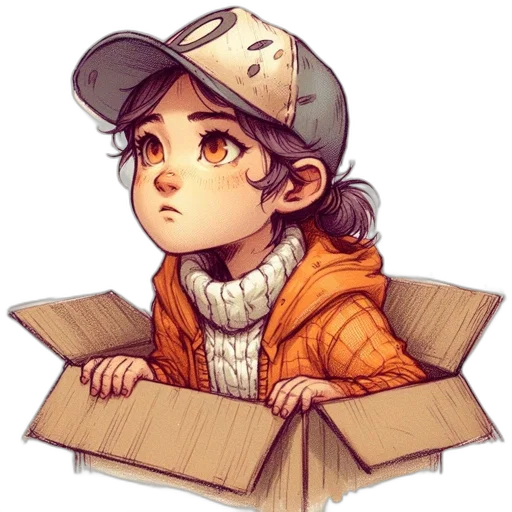 hat, jacket, watercolor, cartoon, anime, concept art, golden, earth tones transparent PNG cut-out
