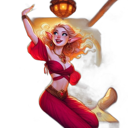 staff, fantasy art, concept art, comic book art, cartoon, fire, red, golden-haired transparent PNG cut-out
