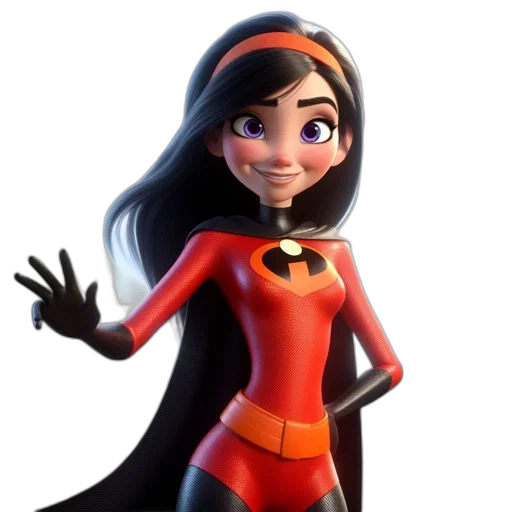 3d render, cartoon, concept art, comic book art, female, animated, character, vibrant transparent PNG cut-out