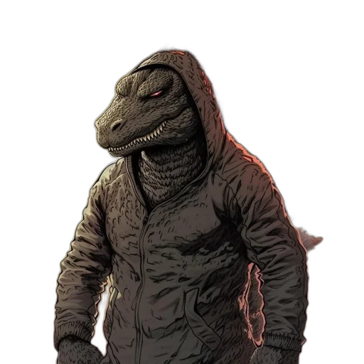 jacket, creature, animal, dragon, concept art, comic book art, 3d render, pixel art transparent PNG cut-out