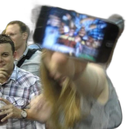 staff, robot, hair, face, blurry, photo, woman, taking transparent PNG cut-out