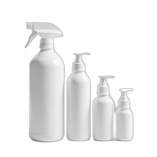 bottle, collection, five, white, plastic, bottles, varying, sizes transparent PNG cut-out
