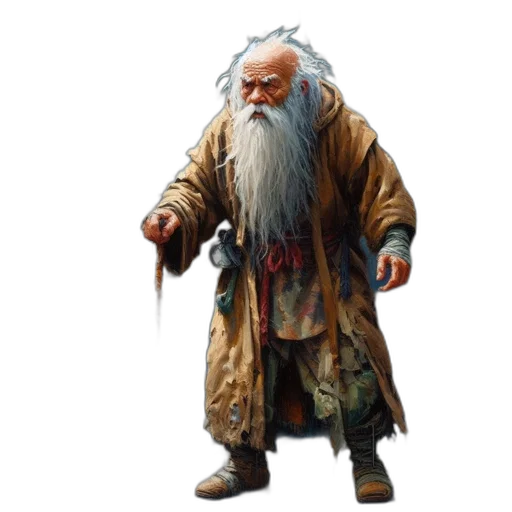 staff, concept art, fantasy art, photorealistic, pixel art, old, man, long transparent PNG cut-out