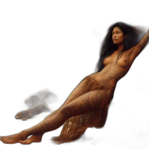 hair, creature, dress, concept art, fantasy art, photorealistic, oil painting, forest transparent PNG cut-out