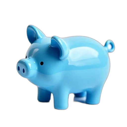 3d render, blue, plastic, pig, figurine, smooth, glossy, finish transparent PNG cut-out