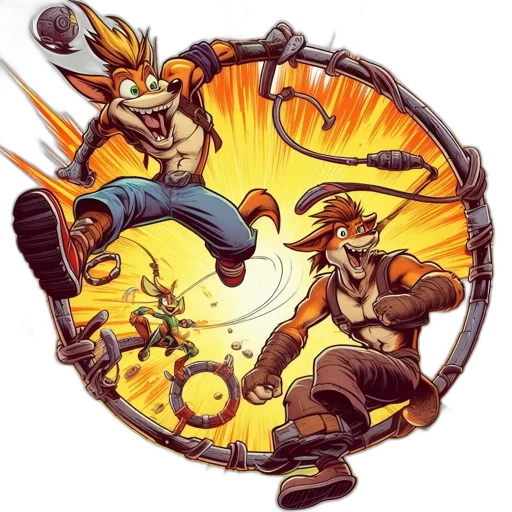 staff, concept art, comic book art, fantasy art, cartoon, fire, two, anthropomorphic transparent PNG cut-out