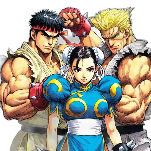 weapon, comic book art, concept art, anime, fantasy art, three, animated, fighters transparent PNG cut-out