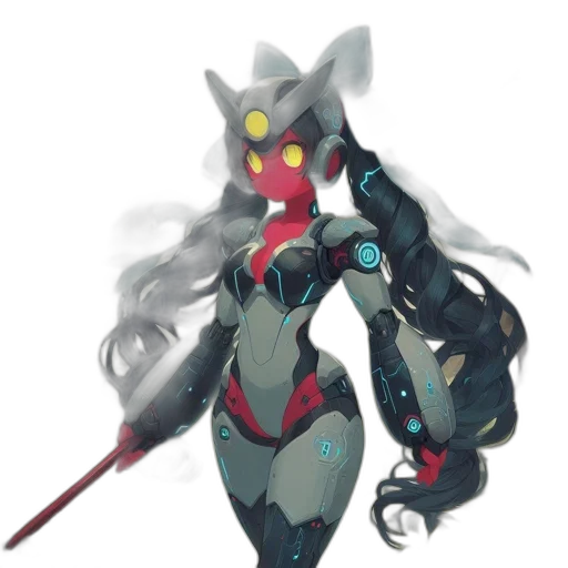 robot, weapon, staff, creature, concept art, pixel art, anime, cyberpunk transparent PNG cut-out