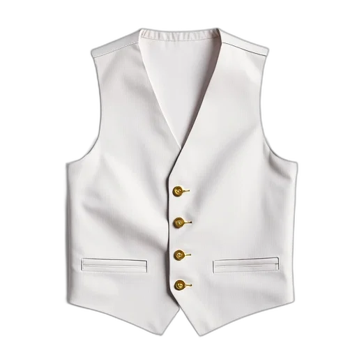 jacket, white, vest, striped, pattern, gold, buttons, displayed transparent PNG cut-out