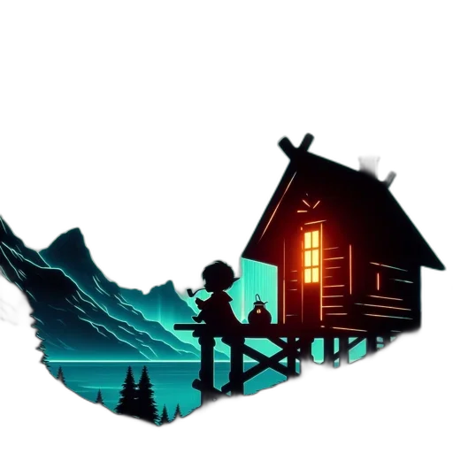 concept art, pixel art, 3d render, fantasy art, snow, night, fog, forest transparent PNG cut-out