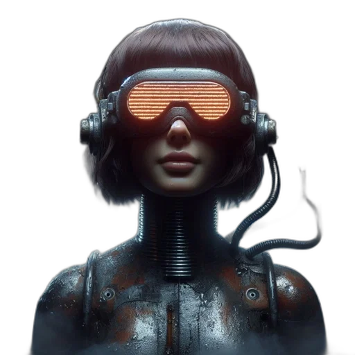 robot, mask, face, cyberpunk, concept art, 3d render, comic book art, close-up transparent PNG cut-out