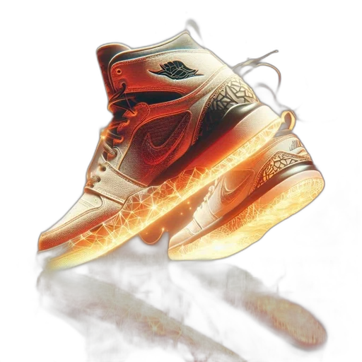 shoes, 3d render, photorealistic, concept art, watercolor, golden, glowing, sneakers transparent PNG cut-out