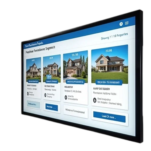 digital, screen, displaying, real, estate, website, various, property transparent PNG cut-out
