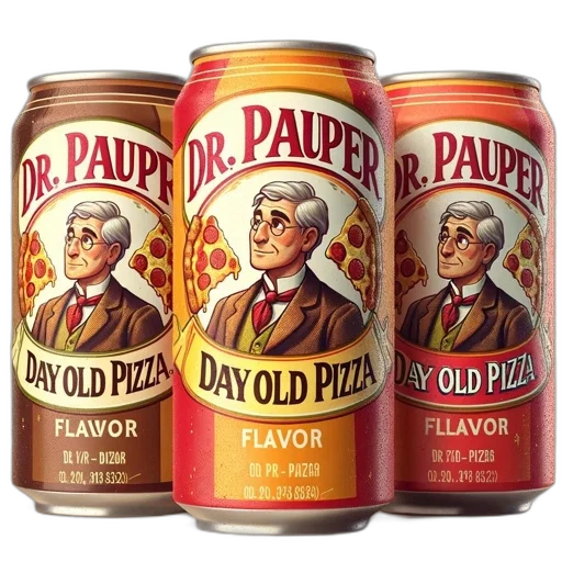 food, three, cans, displaying, different, versions, pauper, day transparent PNG cut-out