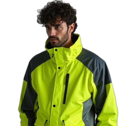 jacket, neon, green, man transparent PNG cut-out