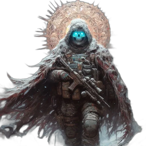 robot, sword, staff, weapon, concept art, fantasy art, cyberpunk, comic book art transparent PNG cut-out
